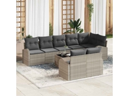 Vidaxl Conjunto De Sofá De Jardim 9 Unid. Cinzento-claro Vime Pe