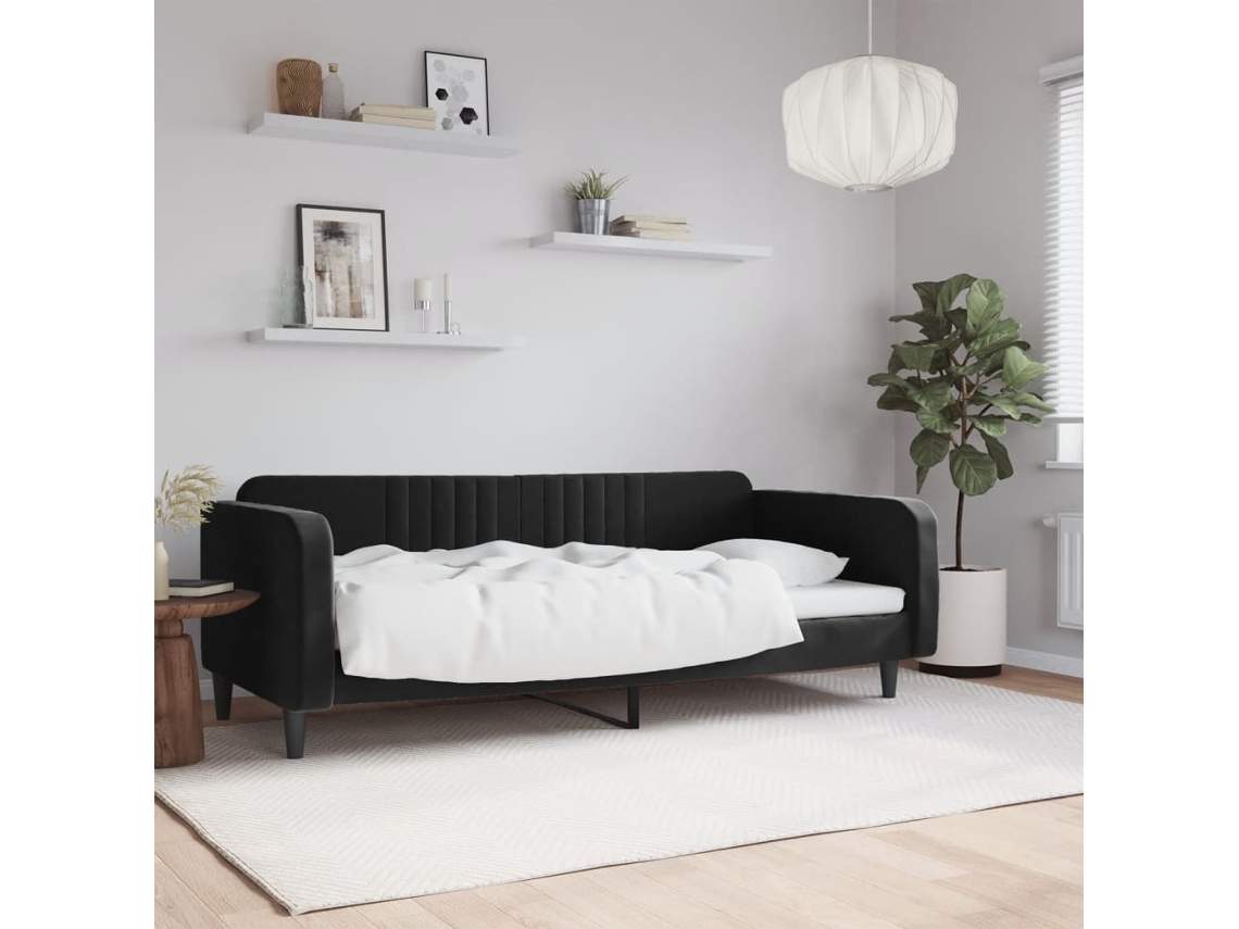 Vidaxl Sofá-cama 90x200 Cm Veludo Preto
