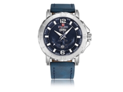 Relógio Masculino Naviforce Impermeável de Quartzo com Cinto Pu Branco Azul