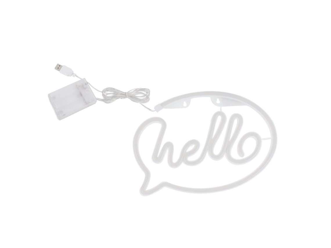 Letreiro de Néon Led "hello" Alimentado por Usb e Bateria CHABERLU