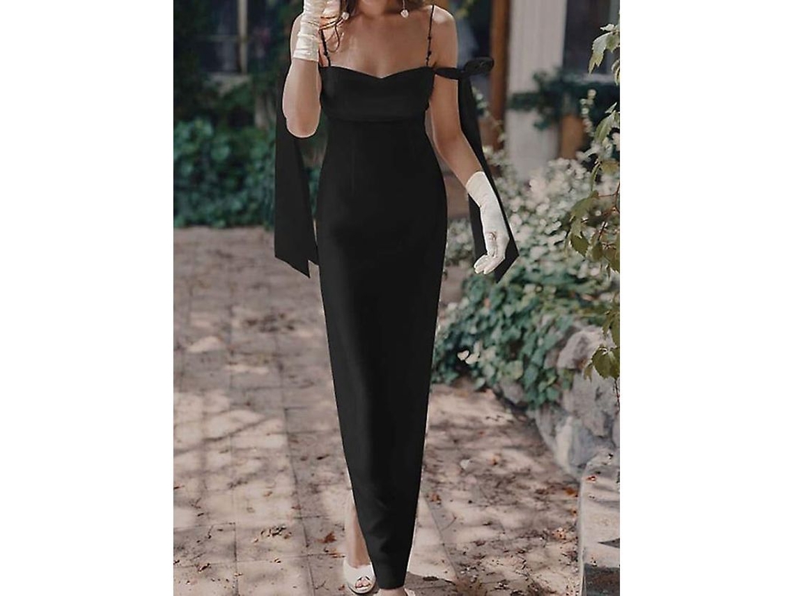 Vestido de festa S/MARCA em cetim, sem mangas, longo, verão, primavera, moderno