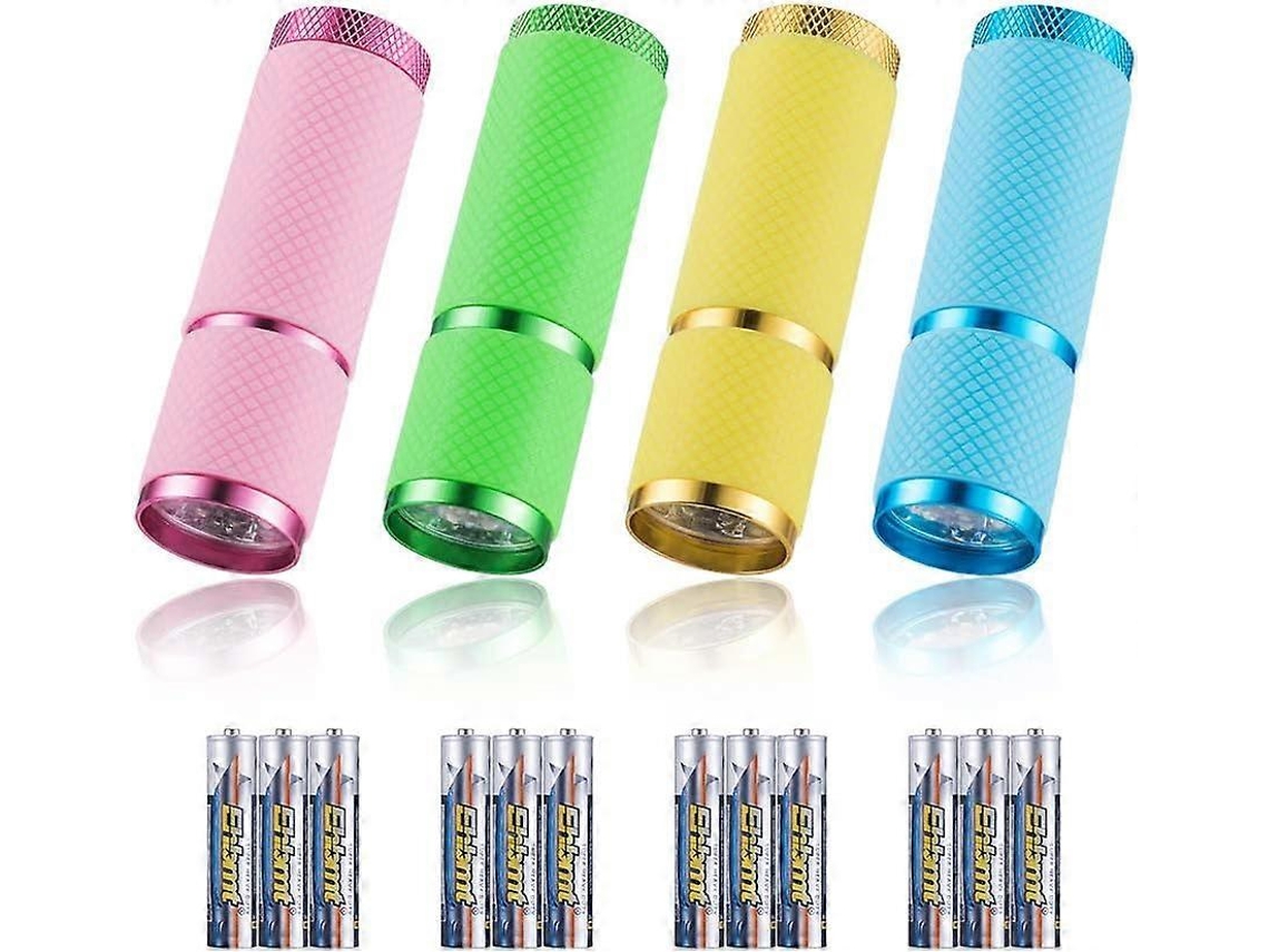 4 Lanternas Led Mini com Cabo Fluorescente, 12 Pilhas Aaa Incluídas para Acampamento, Ciclismo, Trekking e Emergências