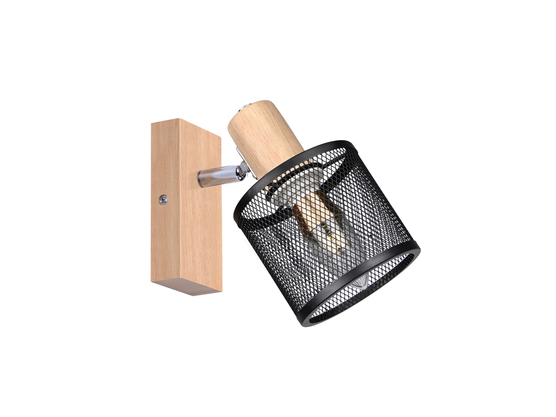 Plafon Led Foco de Teto 1 Lâmpadas Aspecto Madeira Preta E14 Regulável 350 Max 40W Moderno para Sala Quarto Cozinha. NETTLIFE