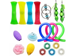 Ats set de Juguetes Sensoriales Antiestrés com 19 Piezas: Malhas com Bolinhas, Cordas Elásticas para Crianças e Adultos