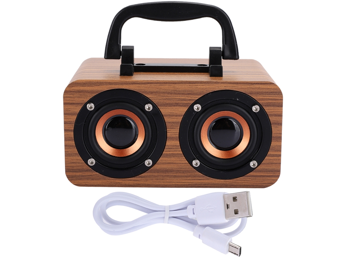 Caixa de Som Bluetooth Retrô de Madeira, Reprodutor Portátil para Celular e Pc CHABERLU