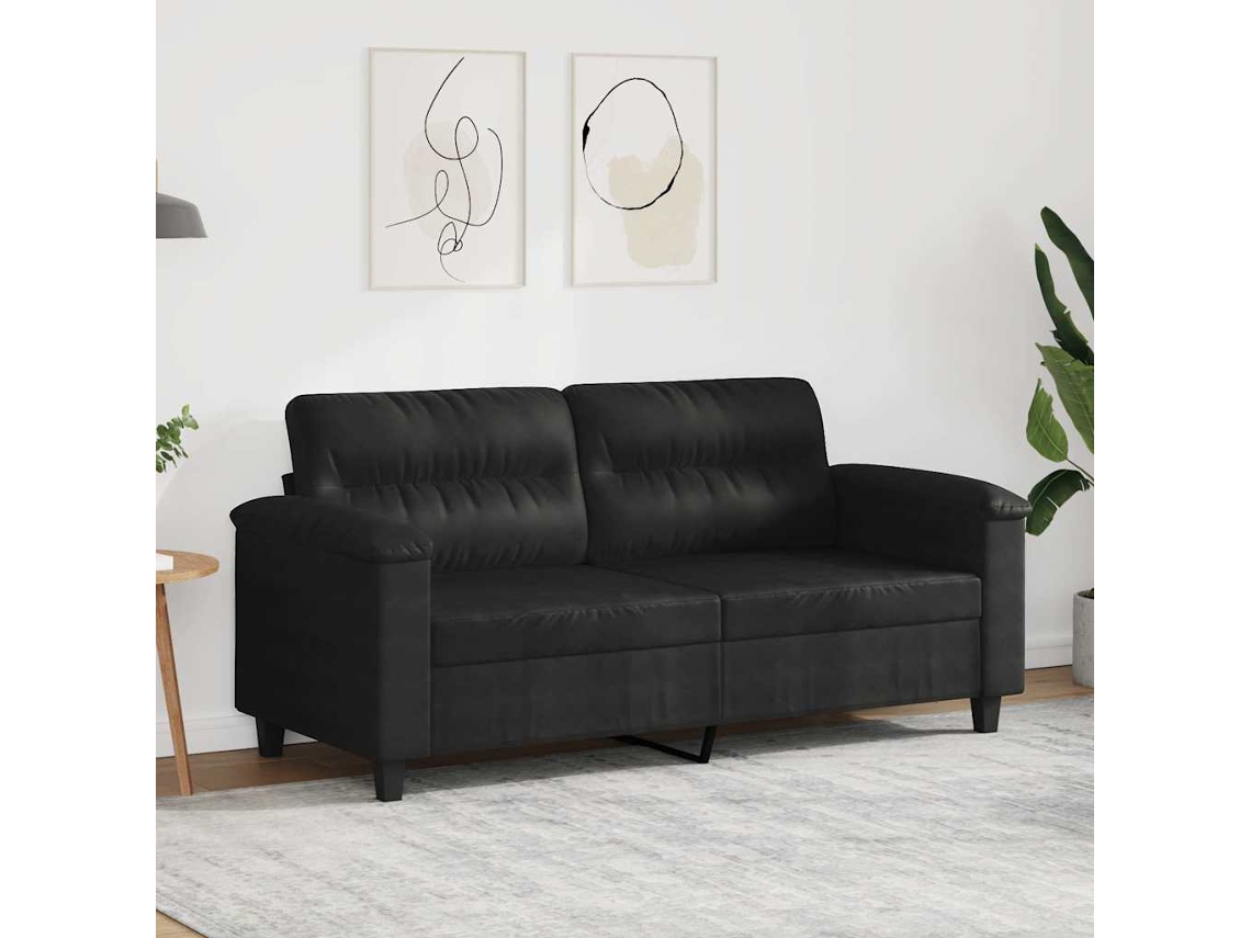 Vidaxl Sofá De 2 Lugares 140 Cm Tecido De Microfibra Preto