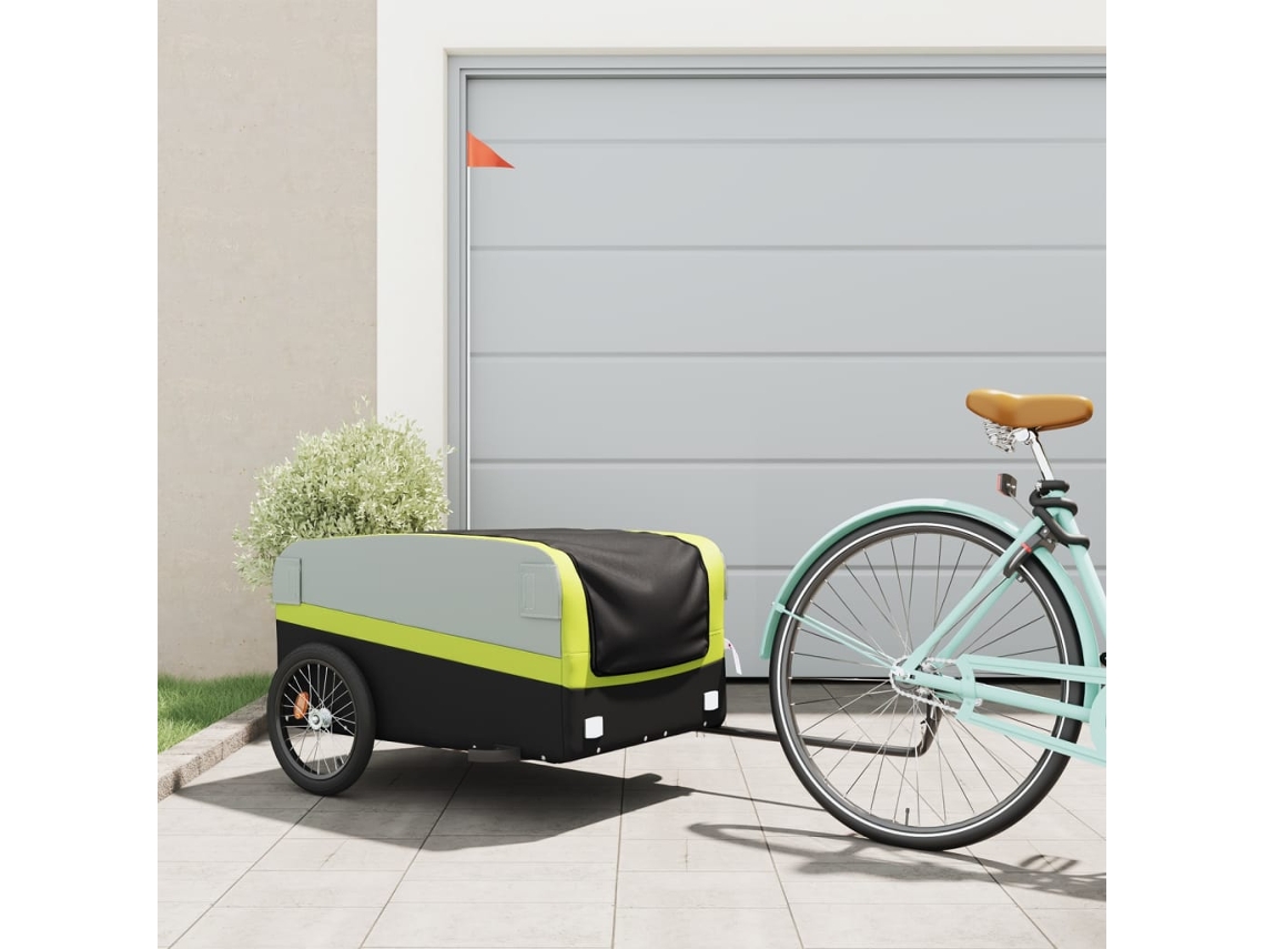 Vidaxl Reboque Para Bicicleta 45 Kg Ferro Preto E Verde