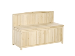 Banco Externo de Madeira Abeto Natural com Encosto, para Jardim e Terraço, 115x45x75cm | S/MARCA