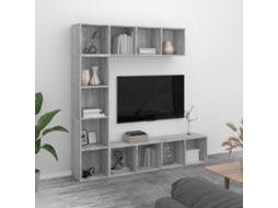 Vidaxl 3 Pcs Conjunto Estante/móvel Tv 180x30x180 Cm Cinzento Sonoma