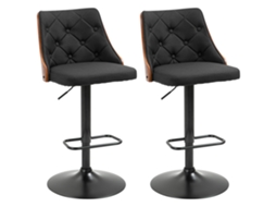 Conjunto de 2 Banquetas de Bar VERIDIA CUOM, Encosto, Apoio para Pés, Estilo Industrial, Marrom