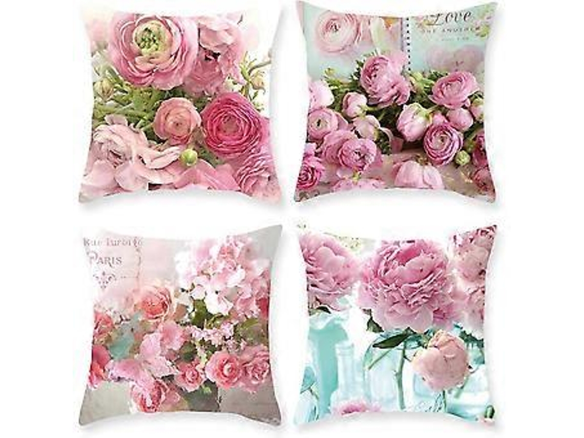 Capa De Almofada Elegante, 18 X 18 Polegadas, Capa De Almofada Decorativa Com Flores, Almofadas Florais, Decoração Para Casa Para O Verão E Primavera