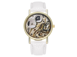 Reloj De Cuarzo Unisex Con Correa De Cuero Pu Dial Redondo Moda Zhoulianfa Blanco