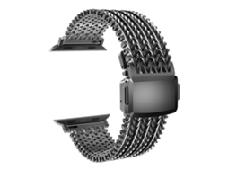 Bracelete Para Apple Watch 46/49/45/44mm - Aço Inoxidável Magnético Com Malha Preto