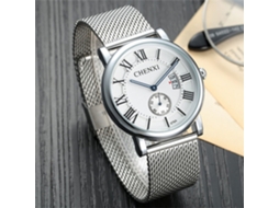 Reloj De Pulsera Para Hombres Impermeable Acero Inoxidable Cuadro Blanco