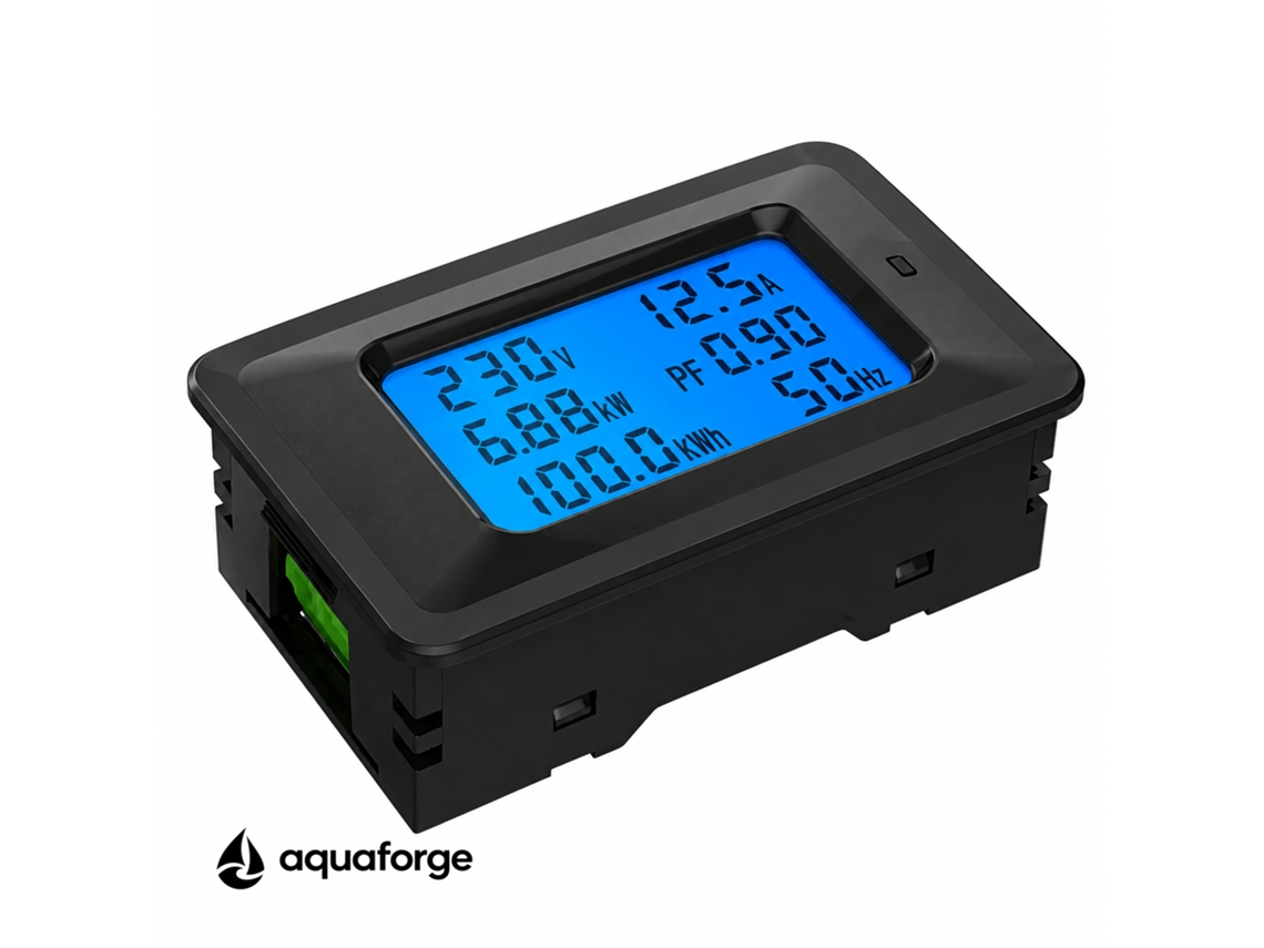 Medidor Elétrico Multifuncional Aquaforge Com Ecrã Lcd E Medição De Potência Para Quadro Elétrico