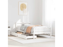 Vidaxl Cama Sem Colchão 100x200 Cm Madeira De Pinho Maciça Branco