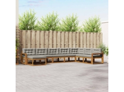 Vidaxl Conjunto De Sofás Para Exterior 8 Pcs Cinza Natural E Claro
