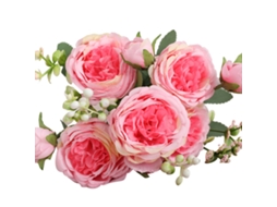 Buquê Baok-3 com 5 Rosas Persas Artificiais para Casamento, Decoração de Sala de Estar, Rosa Escuro