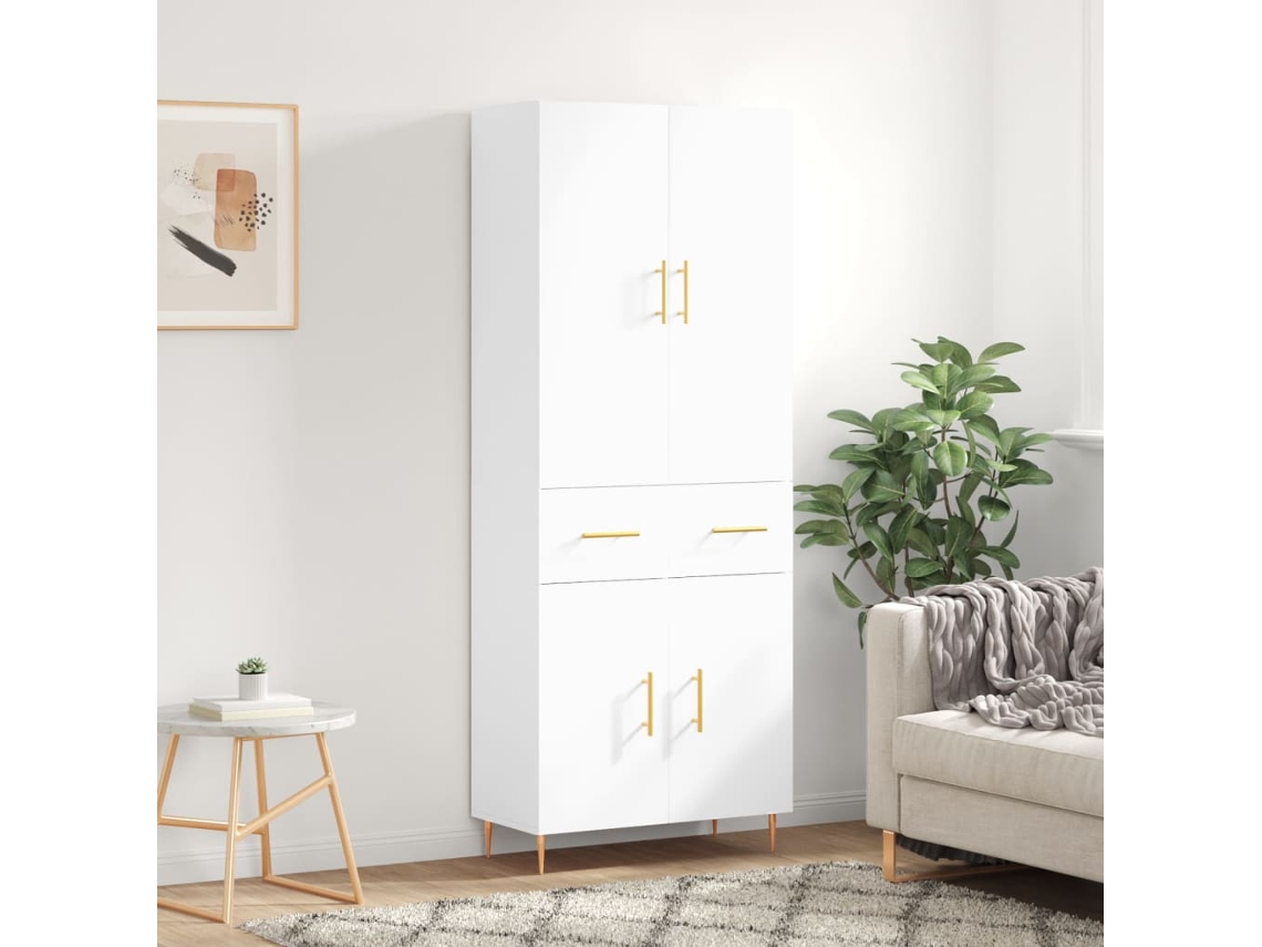 Vidaxl Armário Alto 69,5x34x180 Cm Derivados De Madeira Branco