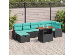 Vidaxl Conjunto De Sofá De Jardim 8 Unid. Preto Vime Pe