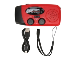 Rádio Am/fm/banda Meteorológica com Manivela, 3 Lanternas Led AQUAFORGE