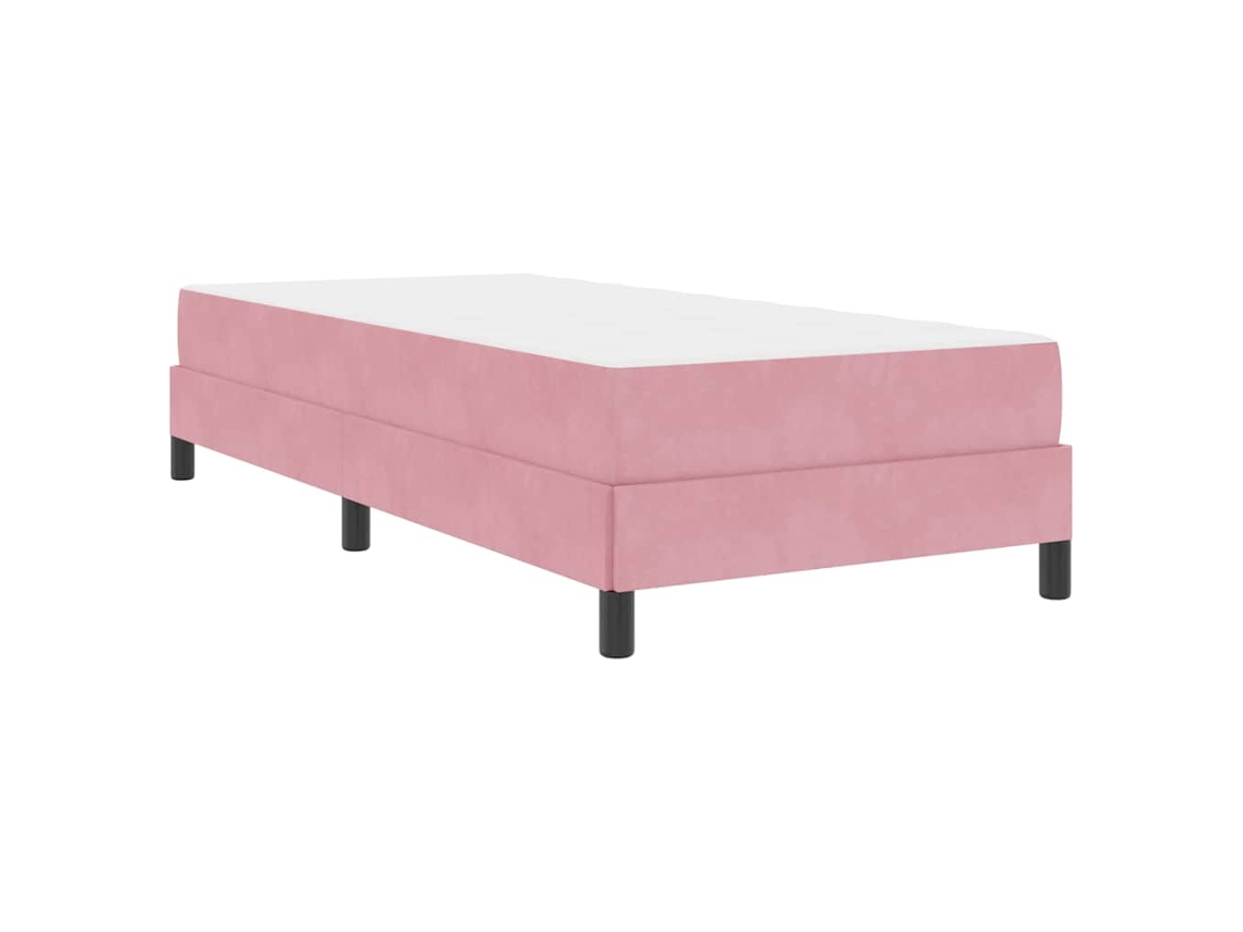 Cama Com Estrado E Colchão Vidaxl Rosa Veludo (100x220 Cm)