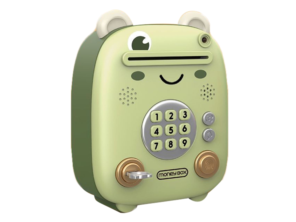 Cofrinho Cantor Eletrônico Mini com Senha Digital Reconhecimento Facial Música Luz para Crianças Meninos Meninas Sapo Pequeno | S/MARCA