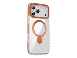 Capa Magsafe Para Iphone 17 Pro Max - Laranja Transparente Com Suporte De Anel