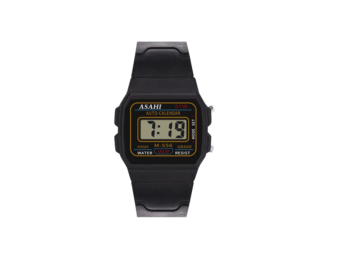 Relógio eletrônico infantil quadrado com movimento digital, pulseira esportiva moderna.
