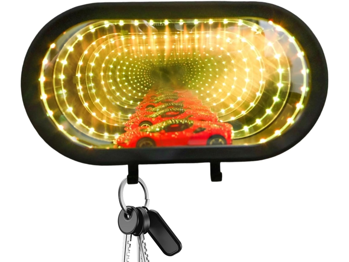 Espelho Decorativo De Gancho Infinity Garage Com Ilusão De Ótica E Led Para Garagem.