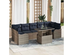 Vidaxl Conjunto De Sofá De Jardim 8 Unid. Cinza E Azul Marinho Vime Pe