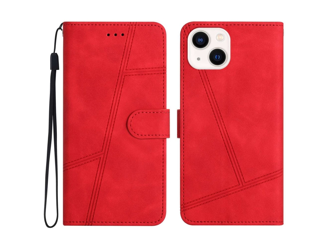Capa Inch Para Iphone 13 Mini Pele Sintética Vermelho