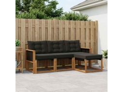 Vidaxl Conjunto De Sofás Para Exterior 4 Unid. Natural E Preto