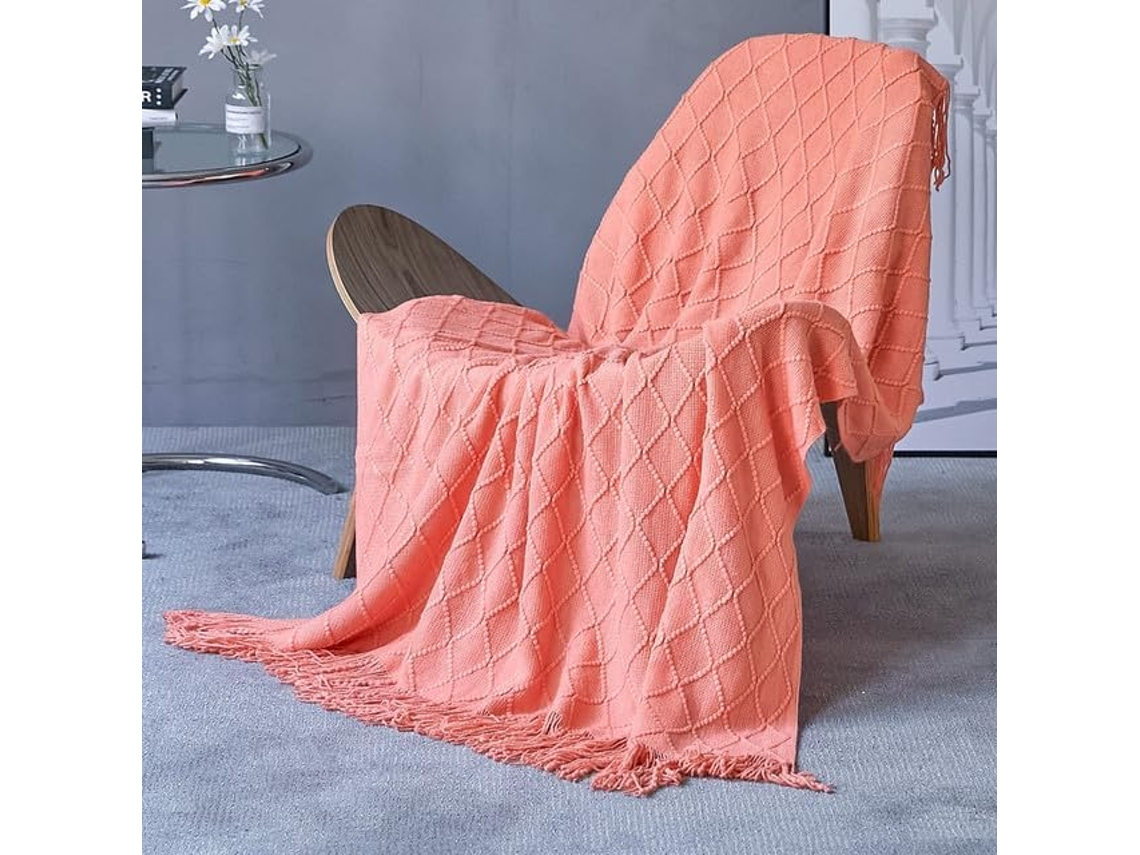 Mantas de Tricô Leves e Decorativas Quentes Confortáveis com Pompons Ideais para Sofá Cama, Macio, Quente, Ide