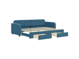 Sofá-cama com gavetão VIDAXL Azul Veludo (80x200 cm)