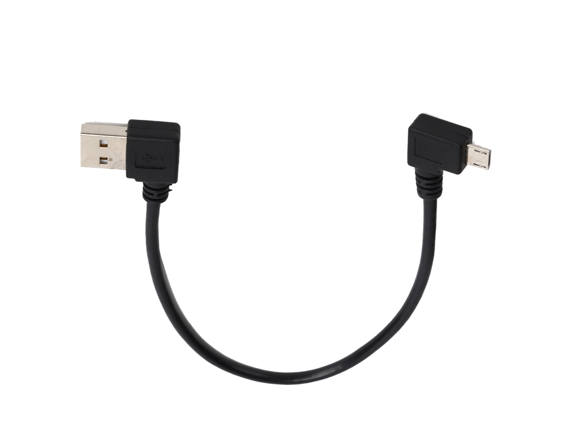 Cable de Datos Usb a Micro Usb Macho con Ángulo Recto, 24 Cm, Negro | S/MARCA