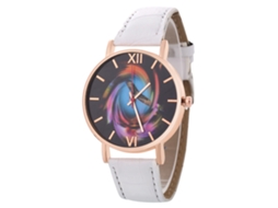 Relógio feminino coreano Zhoulianfa T0138-z com pulseira de couro rosa e cristais de quartzo.