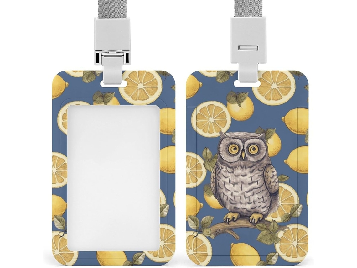 Porta Crachá Com Cordão, Estampa De Limão E Coruja, À Prova D Água, Com Clipe Crachá, Ideal Trabalho