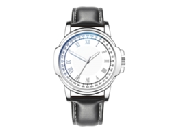 Relógio masculino redondo de quartzo para uso casual e executivo, com pulseira de couro PU preta e branca.