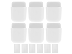 Primerox 6 Suportes de Controle Remoto Parede Autoadesivo com Porta de Carregamento para Celular Branco