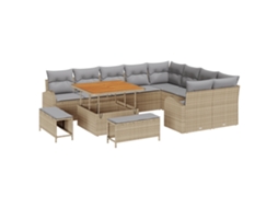 Conjunto 12 Conjunto De Sofá De Jardim Vidaxl Bege Vime Pe (100 X 100 X 71 Cm)
