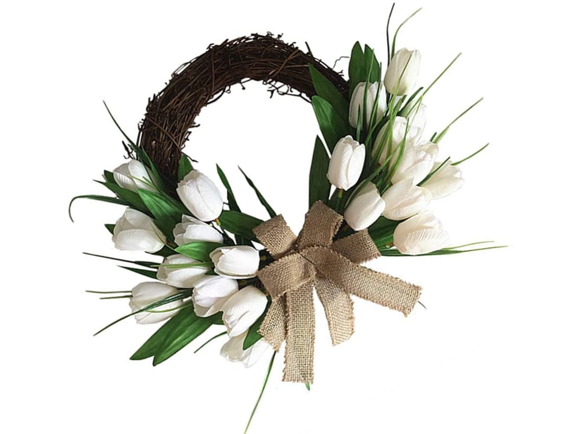 Guirlanda de Primavera para Porta, Decoração Floral para Parede Ou Janela AQUAFORGE