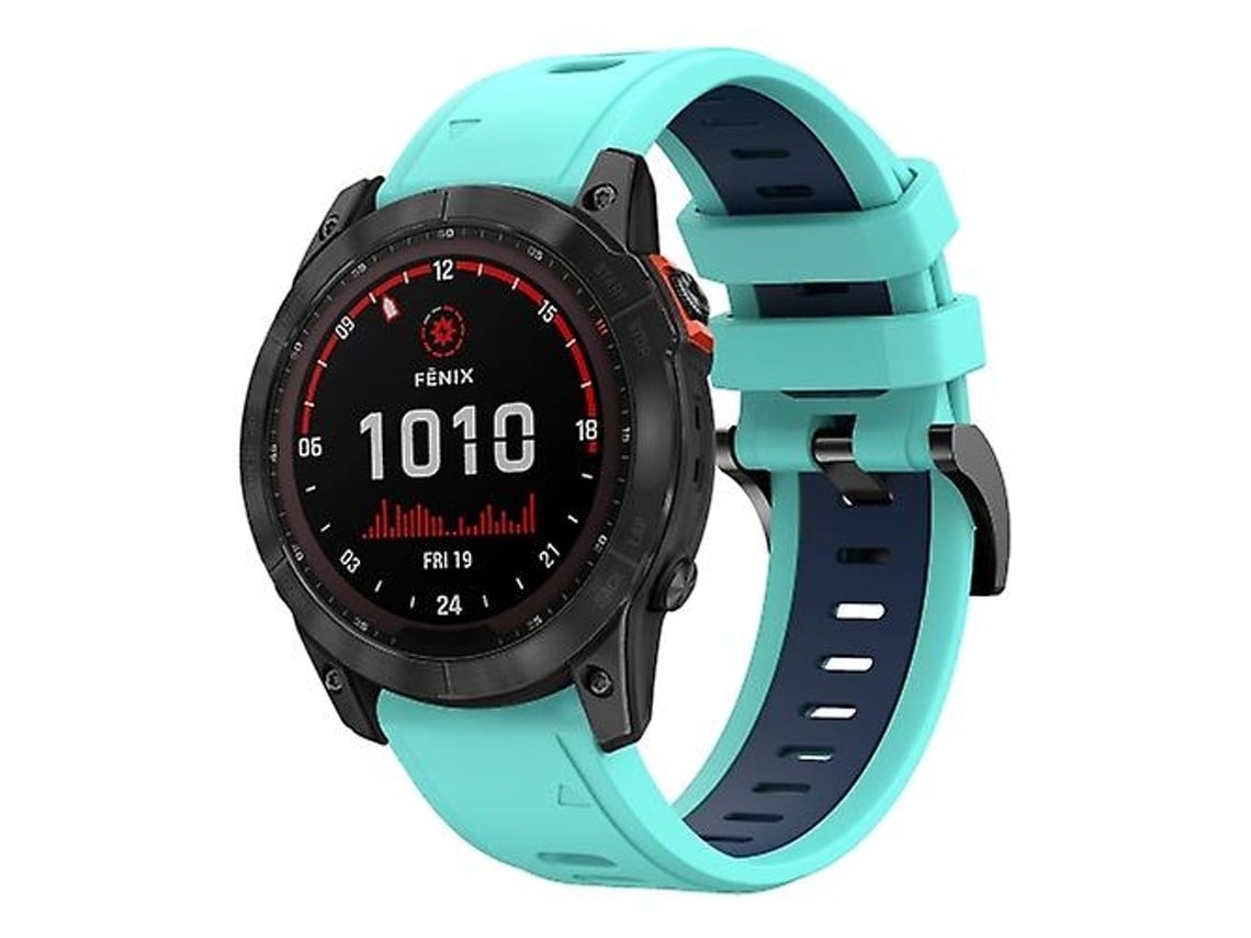 Pulseira De Relógio Garmin Fenix 7x 26mm Em Silicone Verde Menta Azul Chennls