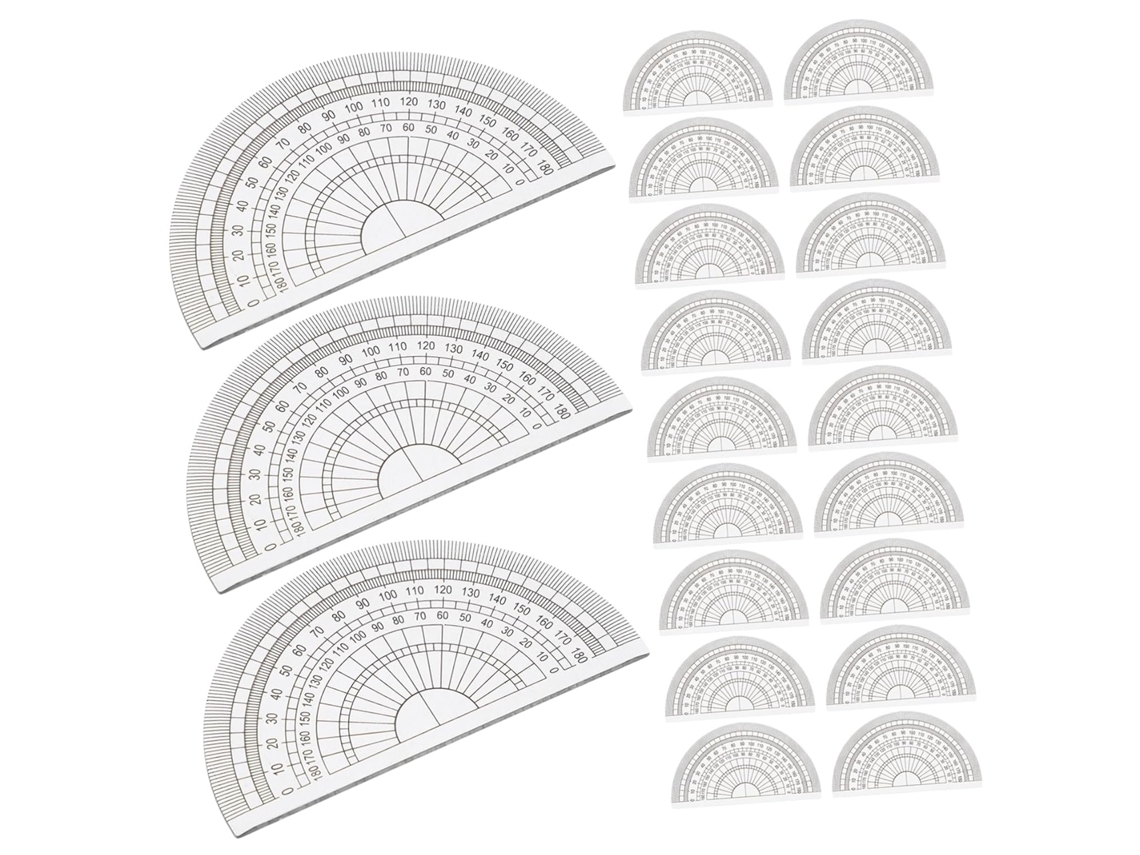 Conjunto de 24 Peças Transferidores Topbathy, Ferramentas Medição, para Uso Escolar, Adequados Matemática e de