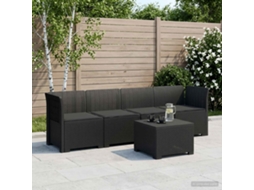 Vidaxl Sofá De Jardim 4 Lugares Com Almofadas Look Rattan Pp Antracite