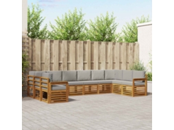 Vidaxl Conjunto De Sofás Para Exterior 10 Unid. Cinza Natural E Claro