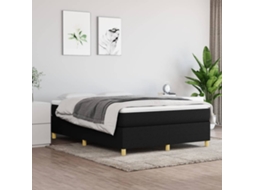 Cama Com Molas/colchão 140x200 Cm Tecido Preto