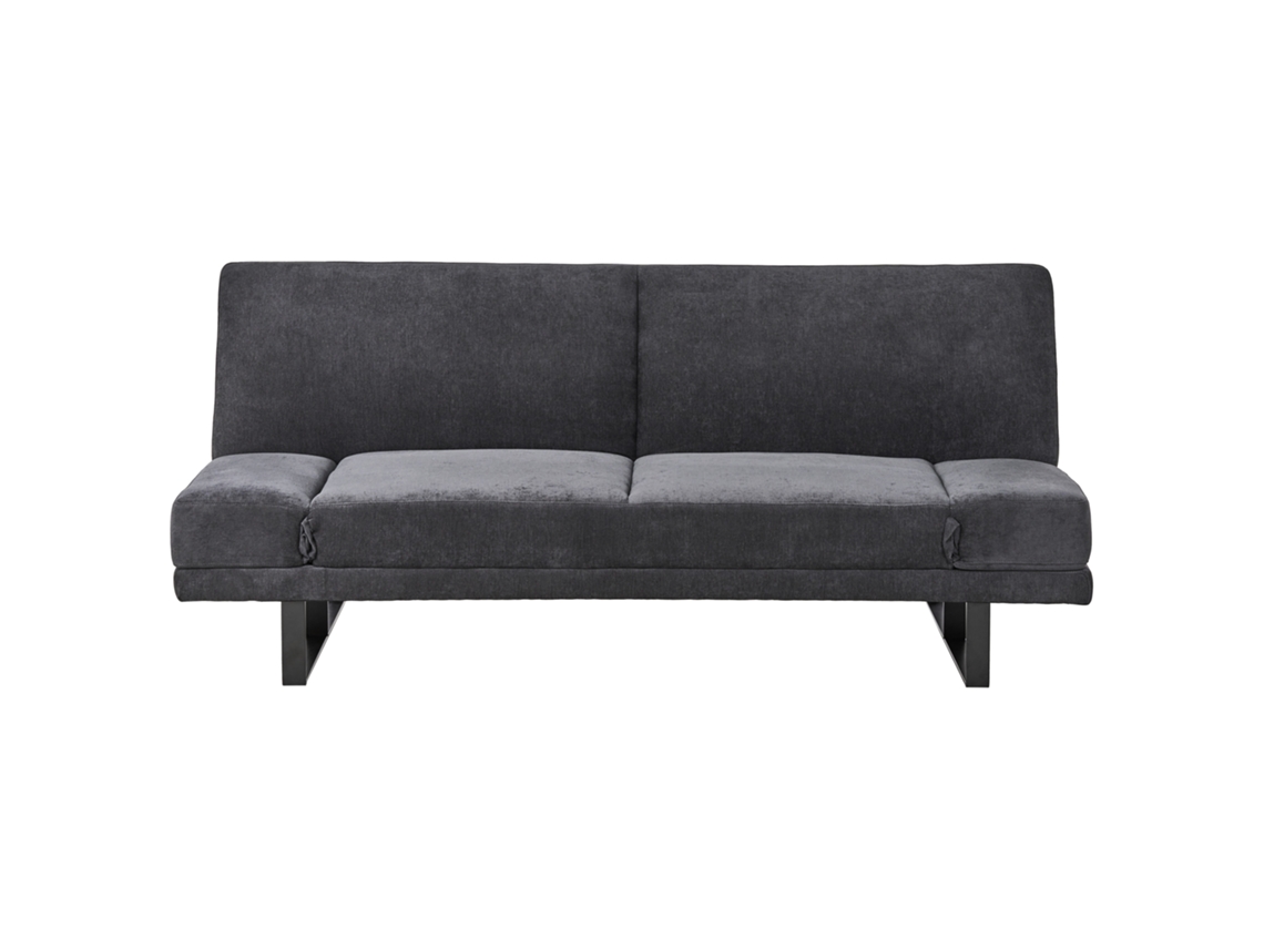 Sofá-cama multifuncional Beliani York em chenille preto (190 x 105 cm)