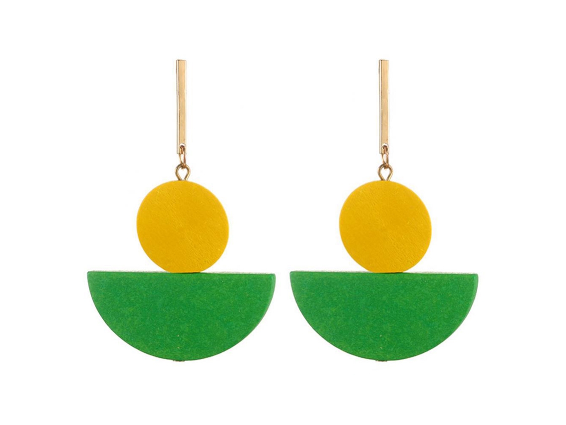 Brincos De Madeira Geométricos Com Tassel Elegantes Leves