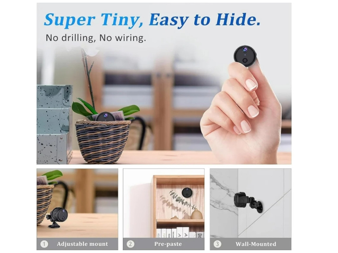 Câmera espiã oculta 1080P Wi-Fi Mini Nanny Cam Monitor de bebê Vigilância para segurança residencial Escritório Visão noturna Bestvite